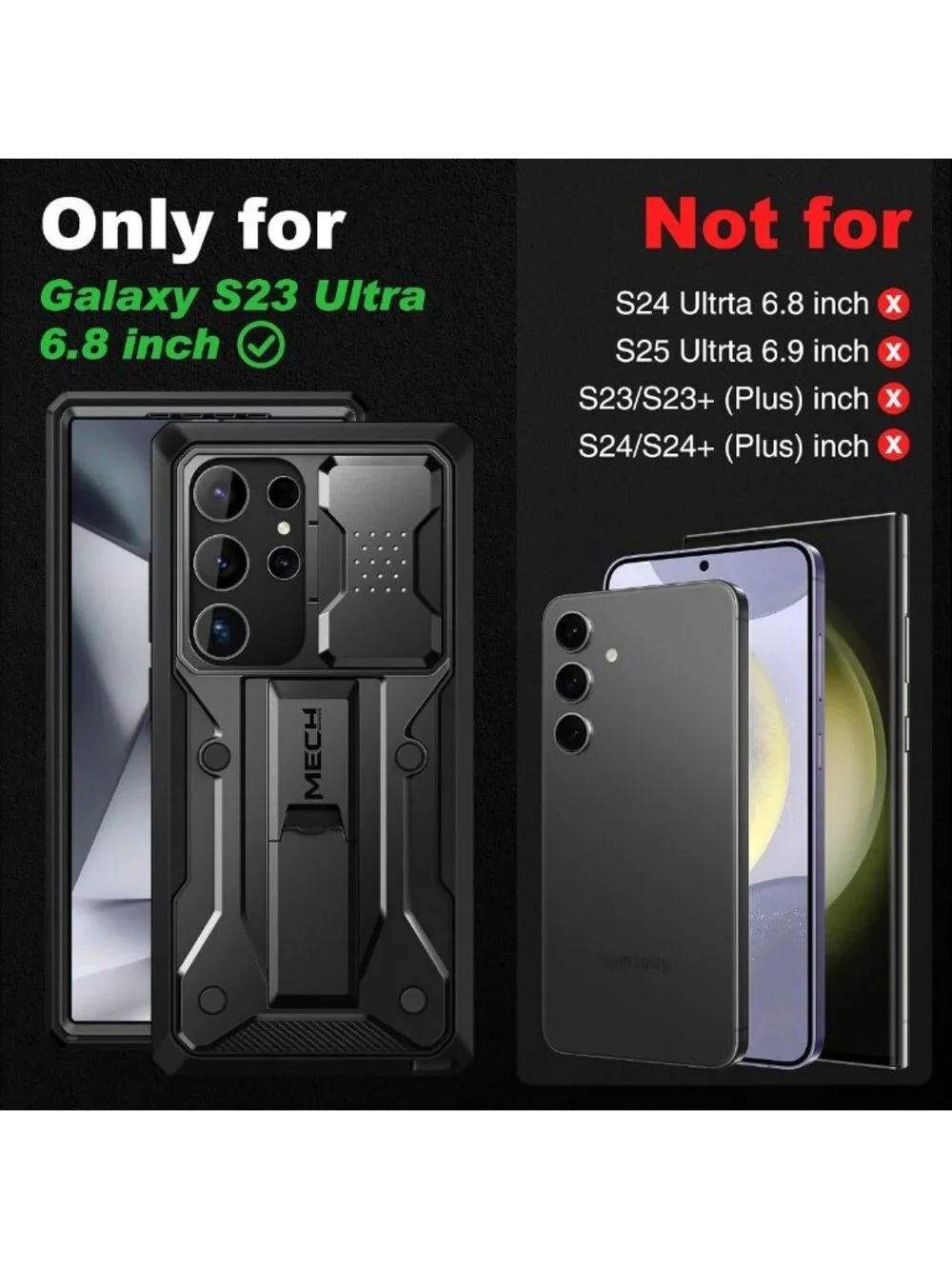 Military Grade Shockproof Phone Case for Samsung Galaxy S23 Ultra - Kickstand